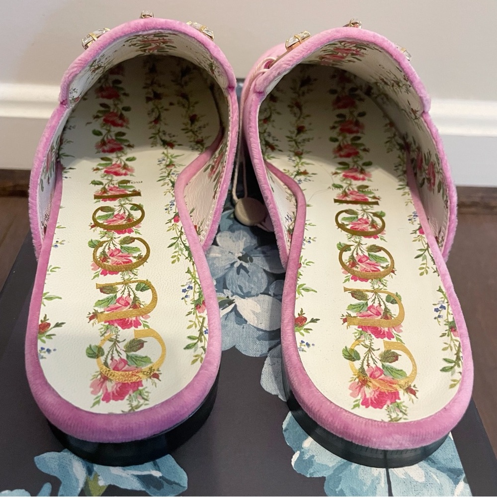 Gucci Princetown Embellished Velvet Mule Pink size 38 - Picture 7 of 11